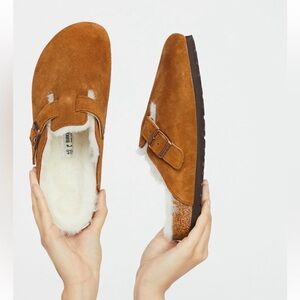 NEW Birkenstock Boston Shearling Suede Leather in Mink